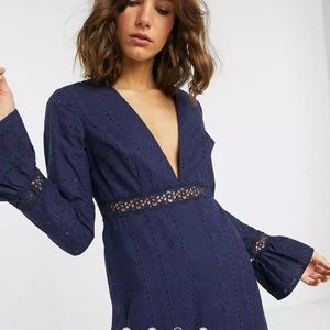 Broderie navy blue maxi dress